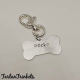 Hand stamped doggy name tags